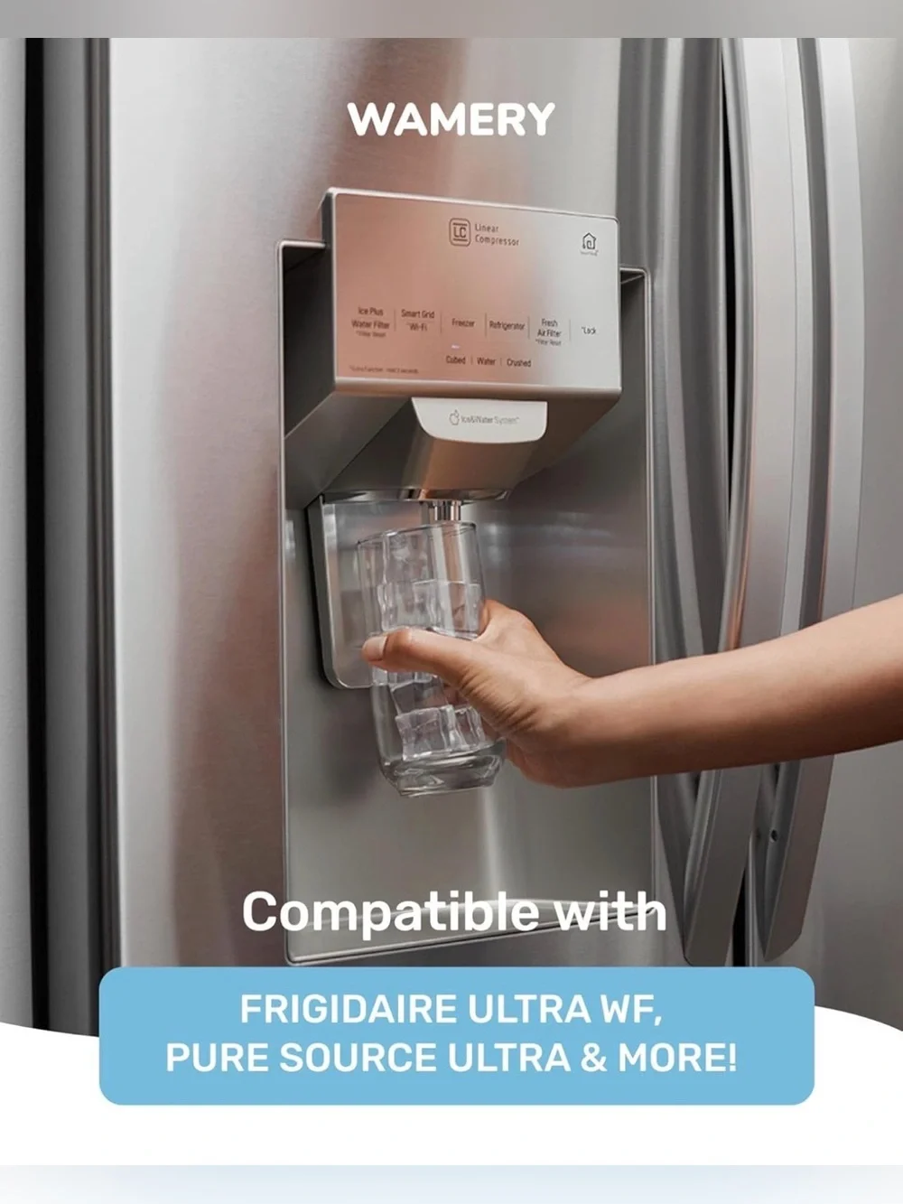 Wamery Refrigerator Alkaline Water Filter - White with Navy Label